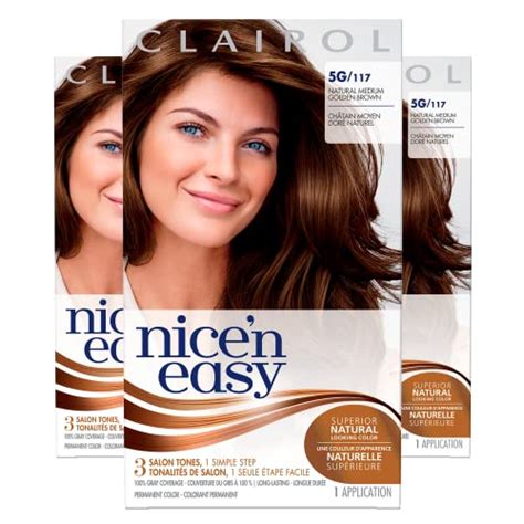 Clairol Nice N Easy Liquid Permanent Hair Dye G Natural Medium Golden Brown Hair Color Pack
