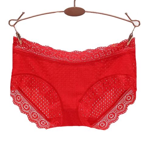 Buy 2019 New Women Breathable Bamboo Fiber Underwear Hollow Honeycomb Lace
