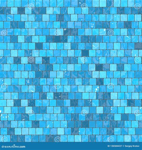 Ceramic Blue Mosaic Background Seamless Texture In Swimming Pool Or Kitchen Stock Illustration