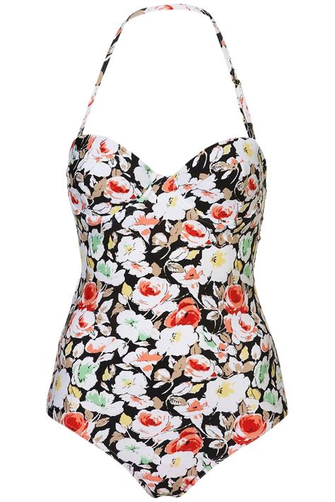 Black Floral One Piece Swimsuits Swimwear Clothing Topshop