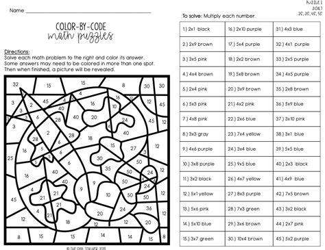 Printable Color By Number Multiplication