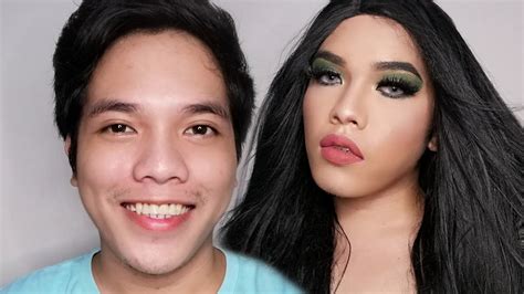 How to add a pop of color. GREEN SMOKEY EYE MAKEUP TUTORIAL | Male to Female Makeup ...