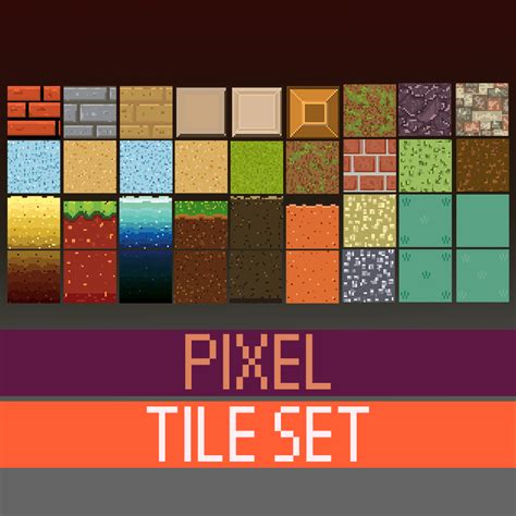 Pixel Tile Set Water Wall Ground Etc Pixel Art Games Pixel