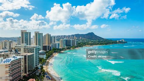 Waikiki Beach And Diamond Head Crater Including The Hotels And