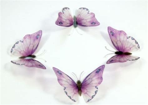 12 Lilac Purple Stick On Butterflies Wedding Cake Toppers 3d Wall Art
