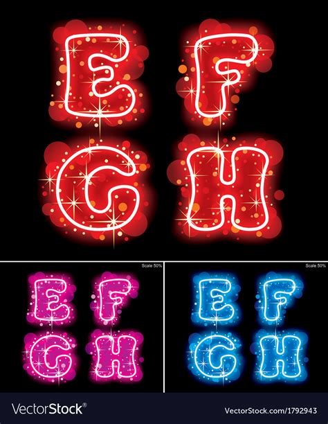 Neon Alphabet Letters Royalty Free Vector Image