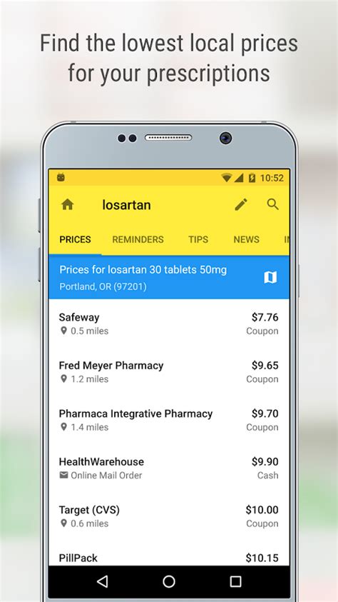 Select the pharmacy with the lowest price in your area, show your savings card to your pharmacist and save up to 65% on your medication. GoodRx Drug Prices and Coupons - Android Apps on Google Play