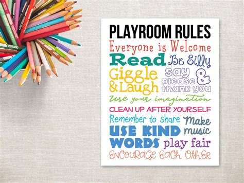 Playroom Rules Printable 11x14 Playroom Decor Playroom