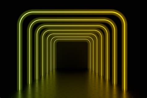 3d Render Abstract Background Glowing Lines Light Tunnels Neon Lights Virtual Reality Concept