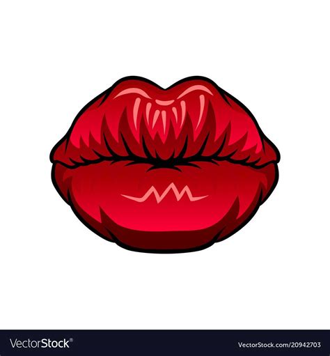 female kissing lips with bright red lipstick icon of woman s month part of human face graphic