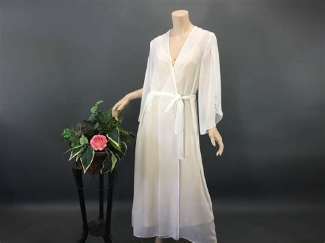 Sheer Ivory Robe Bridal Lingerie Vintage S Wrap Style Lace Chiffon