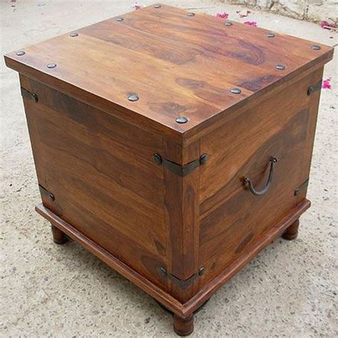 Leave enough space around the edges of the square to adjust down coasters, glasses, cups and small plates if you are entertaining guests. Rustic Square Storage Trunk End Table sierralivingconcepts ...
