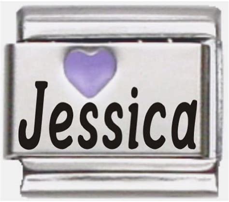 Jessica Purple Heart Laser Name Italian Charm Link
