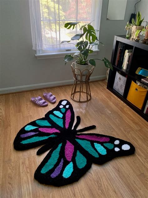 Hand Tufted Butterfly Accent Rug Etsy