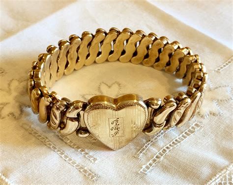 Vintage LaMode Gold Filled Expansion Heart Bracelet 1940s Etsy