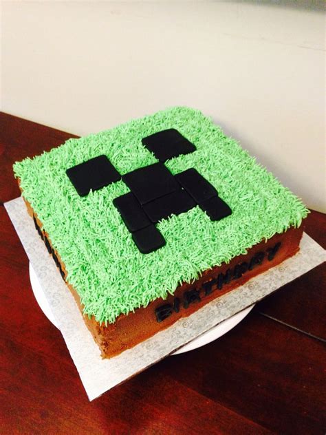Minecraft Creeper Cake. Marble white and chocolate cake, chocolate and