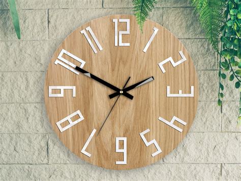 Clocks Home Décor Wall Clock Wood Clock Large Wall Clock T Wall