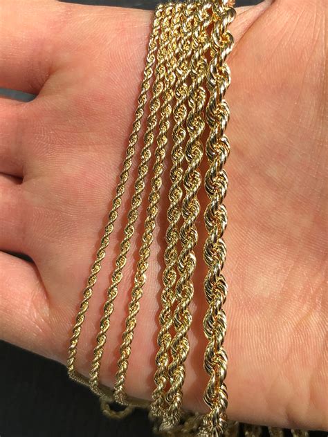 14k Gold Rope Chain Necklace 14k Gold 15mm 2mm 25mm 16 Etsy Uk