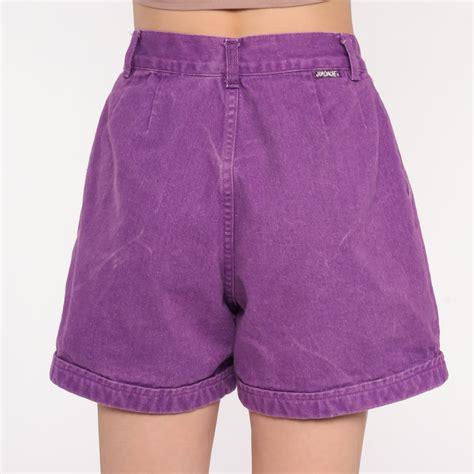 Jordache Jean Shorts 90s Purple Denim Shorts High Waisted Cuffed Mom