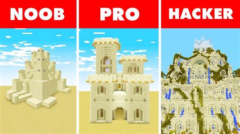 Minecraft Noob Vs Pro Vs Hacker Sand Castle Build Challenge In