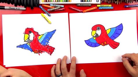 How To Draw A Cartoon Parrot Art For Kids Hub