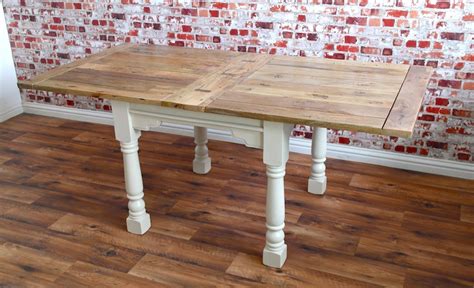 Extending Rustic Folding Dining Table Drop Leaf Space Saving Extendable