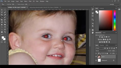 Red Eye Tool In Photoshop Cc Youtube