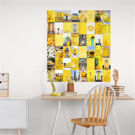 Yellow Collage Kit Yellow Aesthetic Wall Collage Kit Photo Etsy