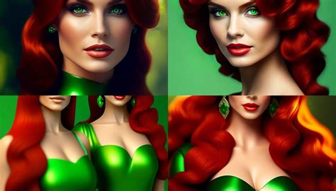 lexica android women with red hair in green dress