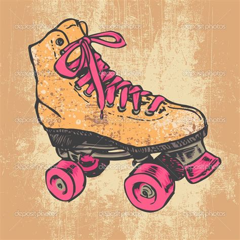Retro Roller Skate And Grunge Texture Background Stock Vector