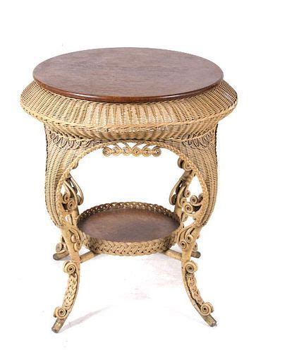 Heywood Wakefield Oak And Wicker Table C 1897 1921 Sold At Auction On