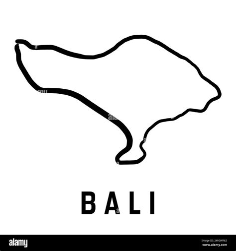 Bali Island Map Simple Outline Vector Hand Drawn Simplified Style Map