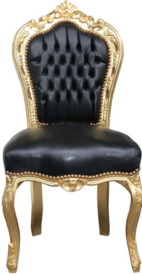 Leather chairs even work great in formal dining settings. Casa Padrino Baroque Dinner Chair Black / Gold Leather ...