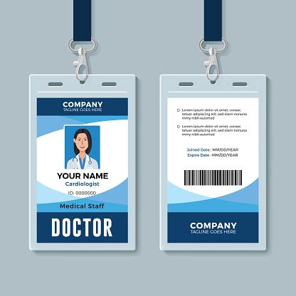 Medical id cards store your most important health information in one place. Doctor Id Badge Medical Identity Card Design Template Stock Illustration - Download Image Now ...