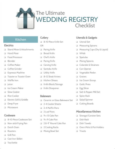 FREE Wedding Registry Checklists In PDF Google Docs Pages MS Word