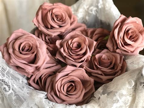 Pcs Dusty Rose Artificial Rose Heads Cm High Quality Etsy