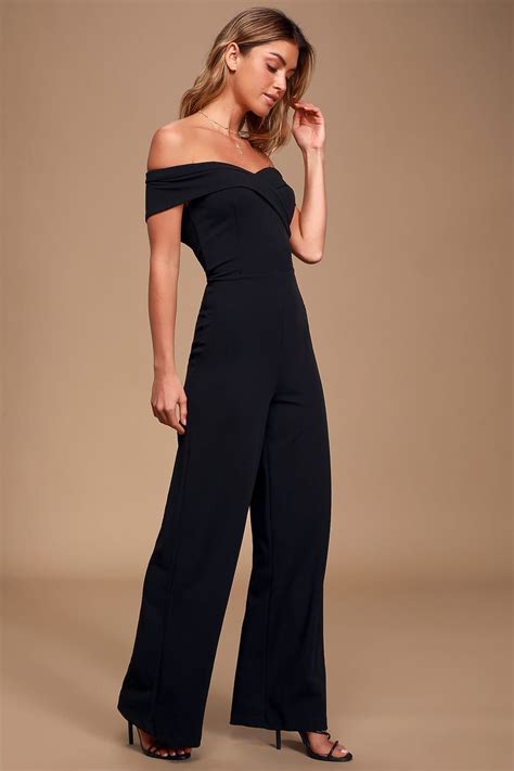 chic moment black off the shoulder jumpsuit in 2020 jumpsuit dressy wide leg jumpsuit jumpsuit