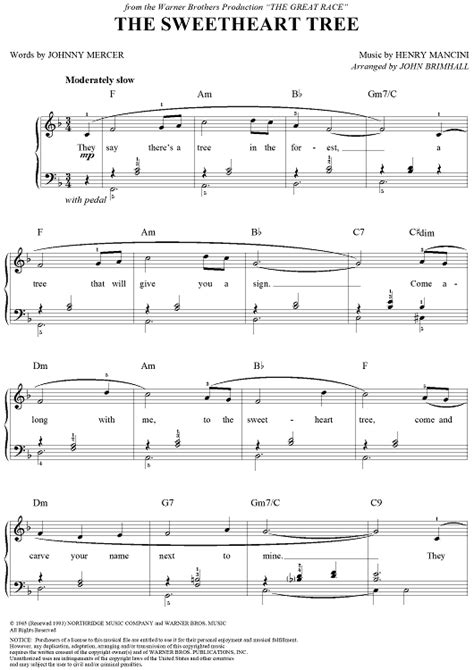 The Sweetheart Tree Sheet Music For Easy Pianovocal Sheet Music Now