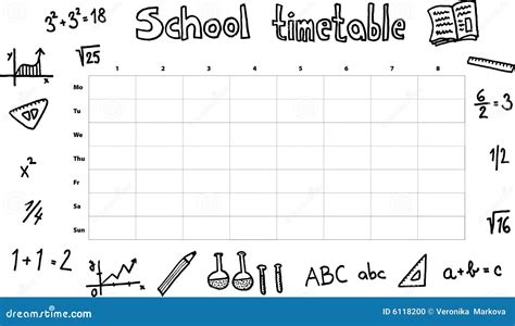 School Timetable Template For Kids Vector Printable Schedual With