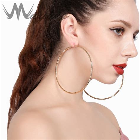 Extra Large Round Circle Hoop Earrings For Women Big Gold Silver Metal