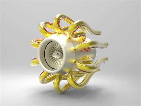 Awesome Jet Engine With Downpipes 3d Cad Model Library Grabcad