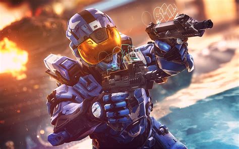 Download Wallpapers Halo 5 Guardians Cyber Warrior Art
