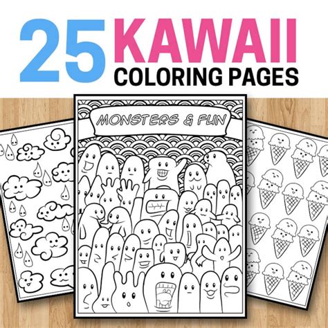 25 Kawaii Coloring Pages Kawaii Coloring Book For Kids Etsy