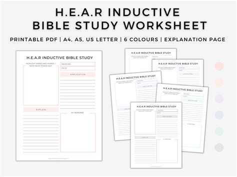 Printable Hear Inductive Bible Study Guided Worksheets Faith Etsy