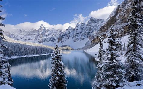 Moraine Lake Banff National Park Winter Scenery Hd Wallpaper 1440x900