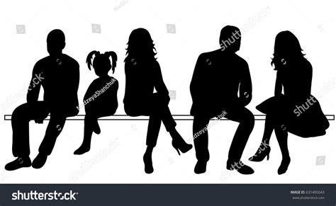 Vector Illustration Silhouettes People Sitting Men Stock Vector ...