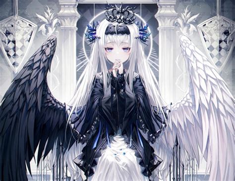 Download 3840x2160 Gothic Anime Girl Lolita Fashion Polychromatic White Hair Wings Angel