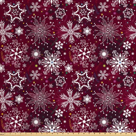 Snowflake Fabric By The Yard Colorful Christmas Pattern With