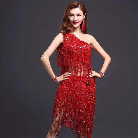 2018 New Sexy Women Latin Dance Dress One Shoulder Party Dress Salsa