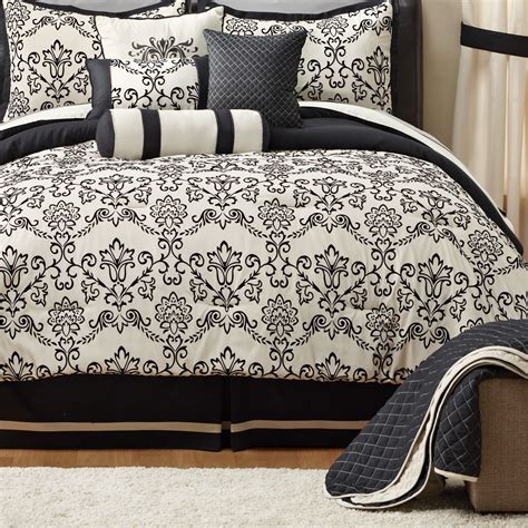 Hallmart Collectibles Savoy King 9 Piece Comforter Set Ivory Black Ebay
